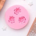 Молд 5 см, Три малых розы цвет микс