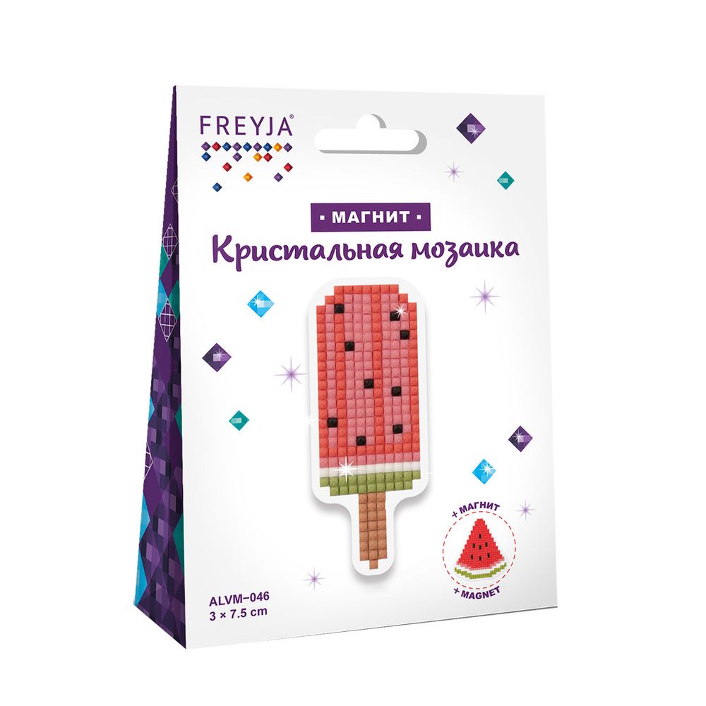 Алмазная (кристальная) мозаика Фрея, магнит Эскимо, 3х7,5 см