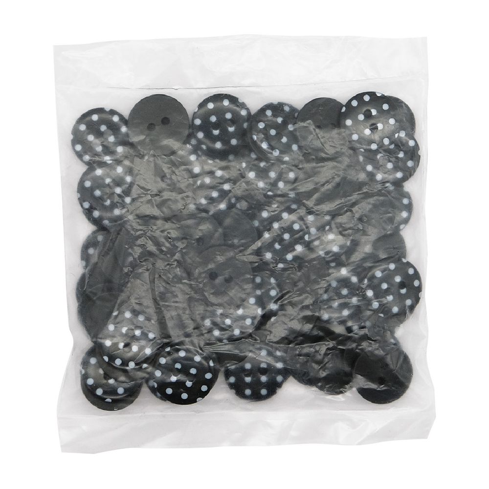 Пуговицы детские Горошек 24L (990 черно-белый) Q7125-FSS, 72 шт