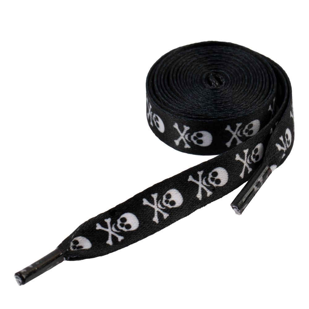 Шнурки 10 мм, 120 см, 1 пар(a), №01 черный (череп белый), Gamma SHL-01/01