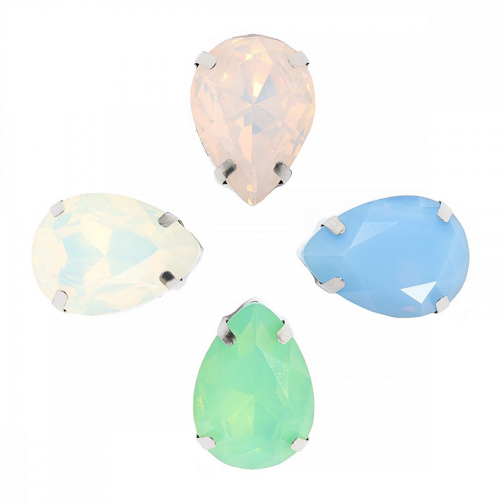 Стразы пришивные в цапах стекло TY цв.ассорти №2 13*18 мм, уп. 20 шт