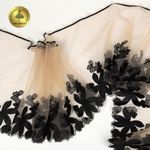 Кружево на сетке (вышитое) 270мм цв.телесный+чёрный, левая, 6,75м, Kruzhevo