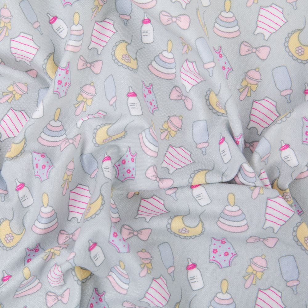 Ткань для пэчворка Peppy Молочные сны фланель, отрез 100х110 см, 175 г/м², МС-18 серый, Peppy