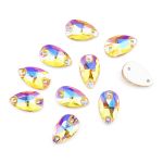 Хрустальные стразы пришивные формы капля, желтый с покрытием AB 7х12 мм 10 шт/упак., ХК005НН712