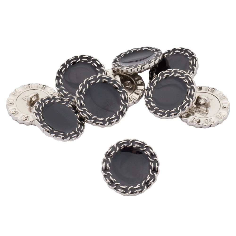 Пуговицы на ножке 32L=20 мм, металл, S.Black (серебро-черный), 10 шт, MP05