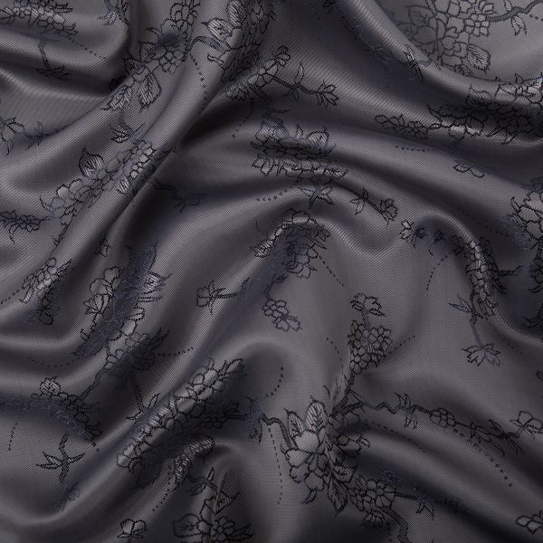 Ткань подкладочная (таффета) с рисунком 96 г/м², 100х145 см, 038 грязно-сиреневый(цветы), Gamma JTR