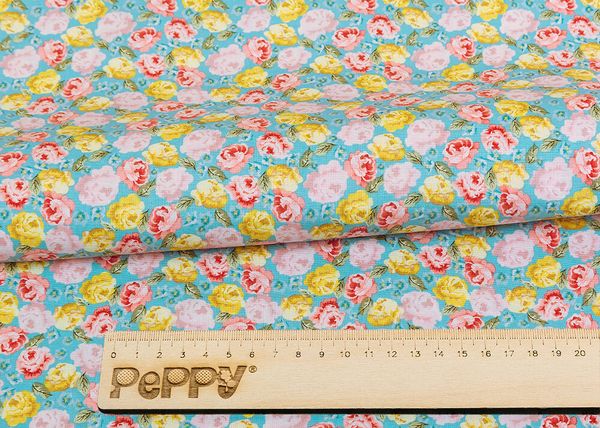 Ткань для пэчворка Peppy Версальские сады, рулон 112 см / 5 метров, ВС-17 голубой, Peppy