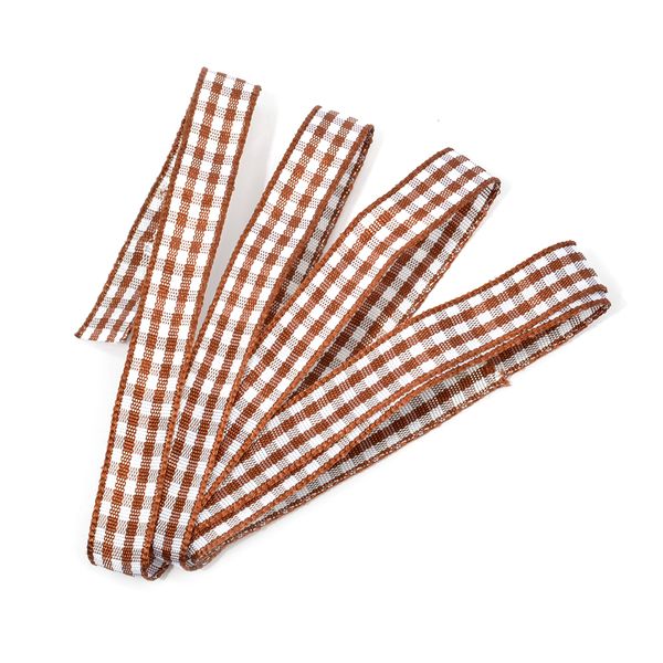 Лента тканевая с рисунком Клетка 10 мм, коричневый/белый, уп. 20 м