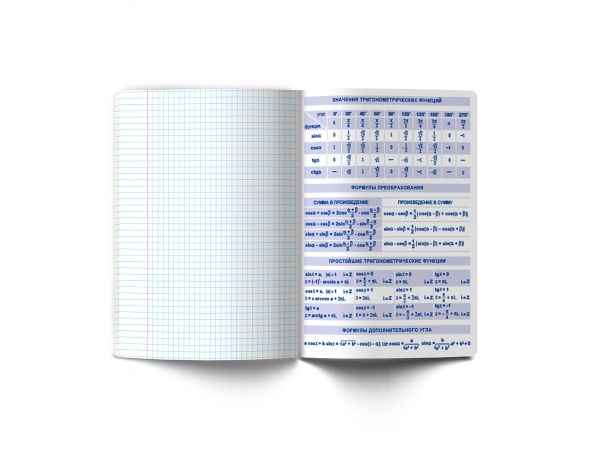 Тетрадь со справочным материалом Доска желаний, A5+ 48 л. на скобе 60 г/м², белизна 90%, 10 шт, клетка, 000510 Алгебра, Светоч 48ТПСКд5_0_2_1