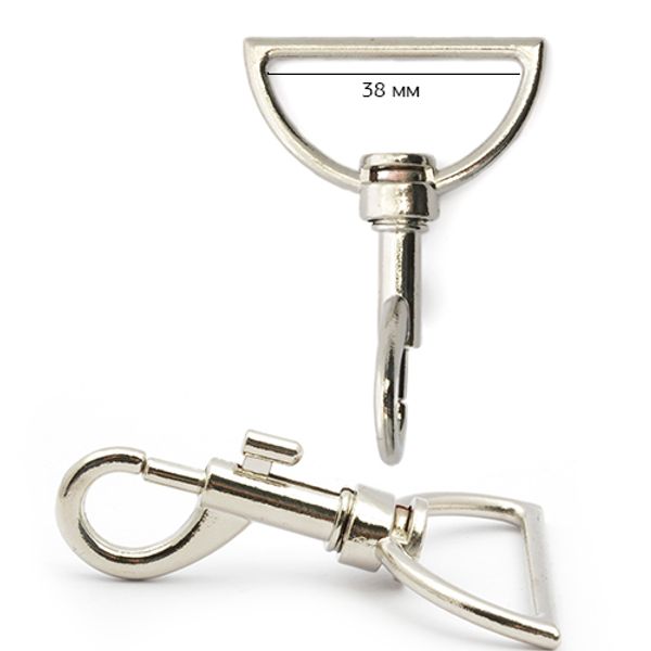 Карабин металл 38.0 мм (in), AX04.4, цв. никель уп. 10 шт