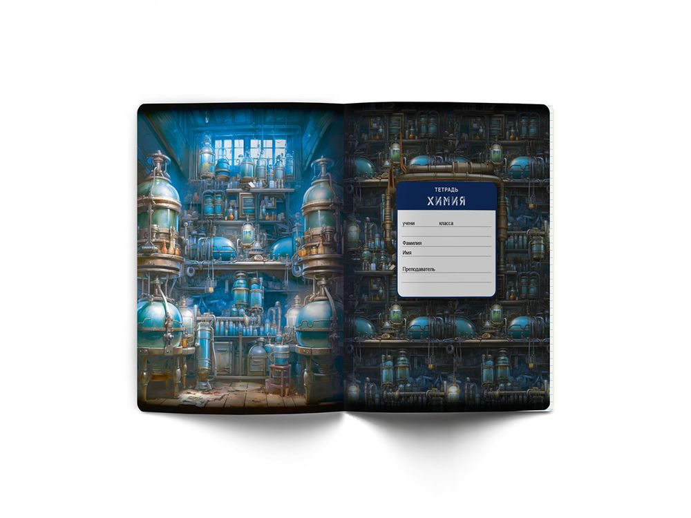 Тетрадь со справочным материалом Эволюция, глянцевая ламинация, A5+ 48 л. на скобе 65 г/м², белизна 100%, 10 шт, клетка, 00884 Химия, Светоч 48Т5