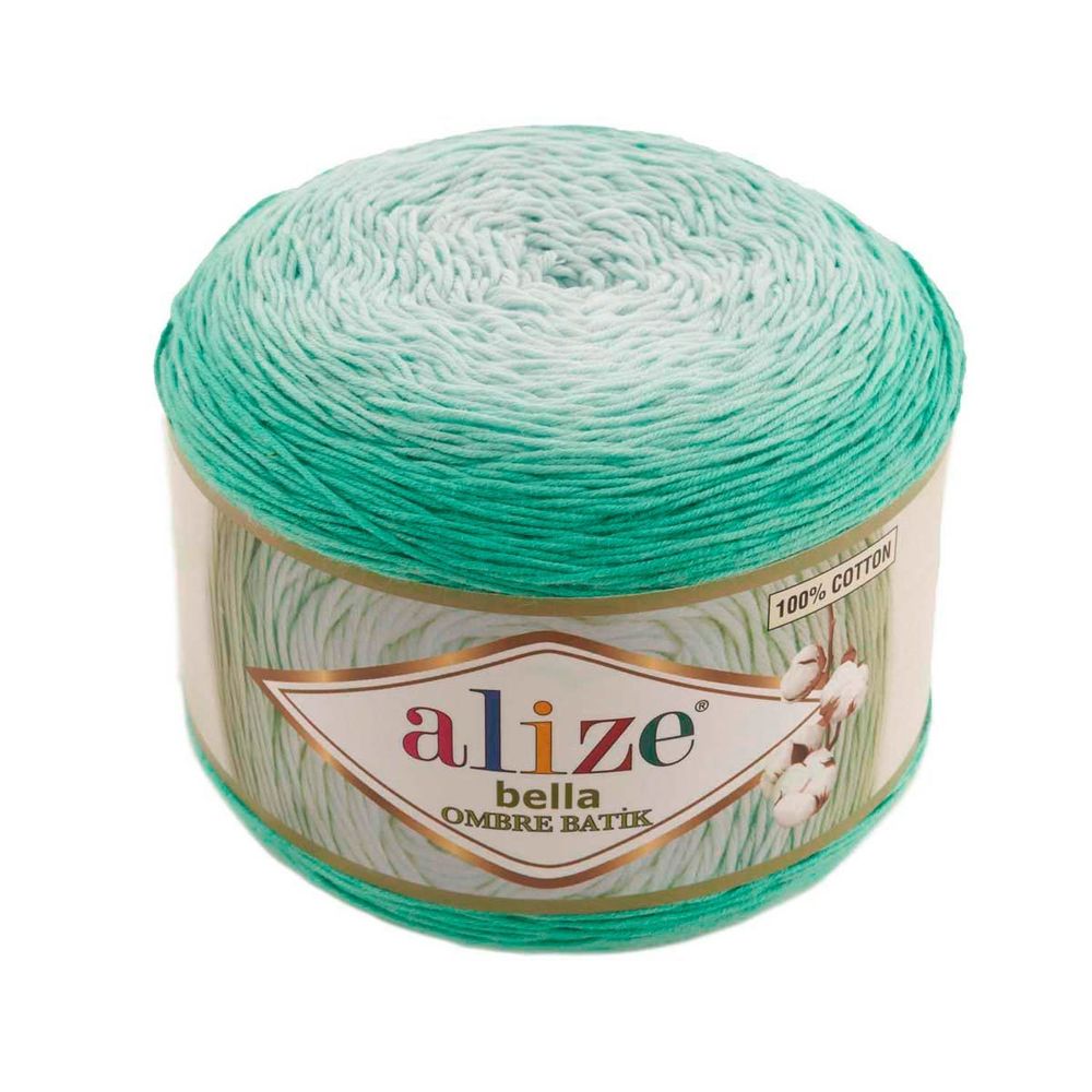 Пряжа Alize (Ализе) Bella Ombre Batik / уп.2 мот. по 250 г, 900м, 7408 мятный A