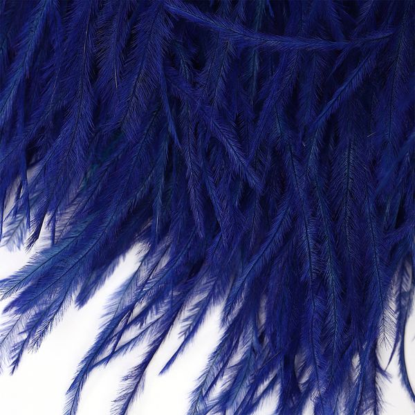 Перья на ленте Страус 8 см, FBY-08-043, цв. синий, 2м