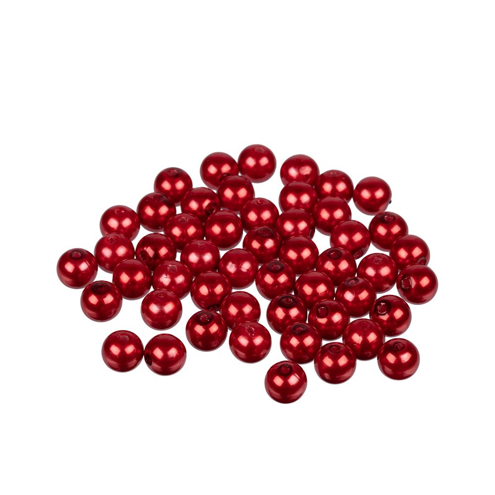 Бусины пластик ⌀10 мм, 50±2 шт, №09 ярко-красный, Zlatka PB-3