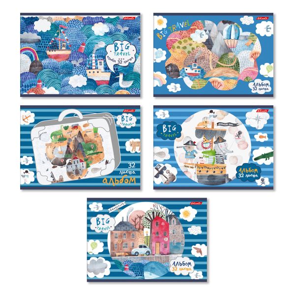 Альбом для рисования, мат. ламинация, 100 г/м², A4 29х20.5 см, 32 л. на скобе, 5 шт, 000215 Пиратский остров, Светоч 32АЛСК4_2_3_9