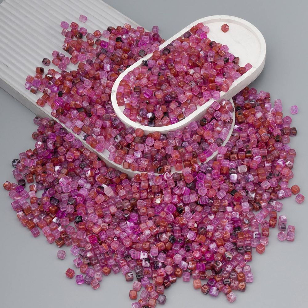 Бусины акрил 6.5х6.6 мм, 500 г, прозрач. в цвете, куб, AD026 черри-кварц, (7748713)4658 , Astra&Craft