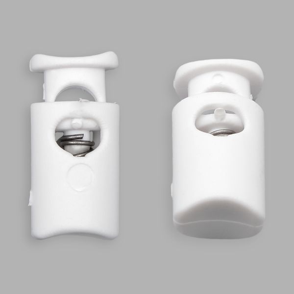 Фиксатор (зажим) для шнура пластик 1 отв., ⌀4.5 мм, 19х9 мм, цилиндр, ПП, кипенно-белый, 100 шт