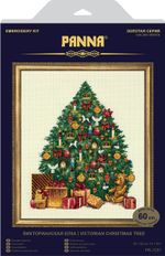 Набор для вышивания нитками Panna, Золотая серия, Викторианская елка, 20х25 см