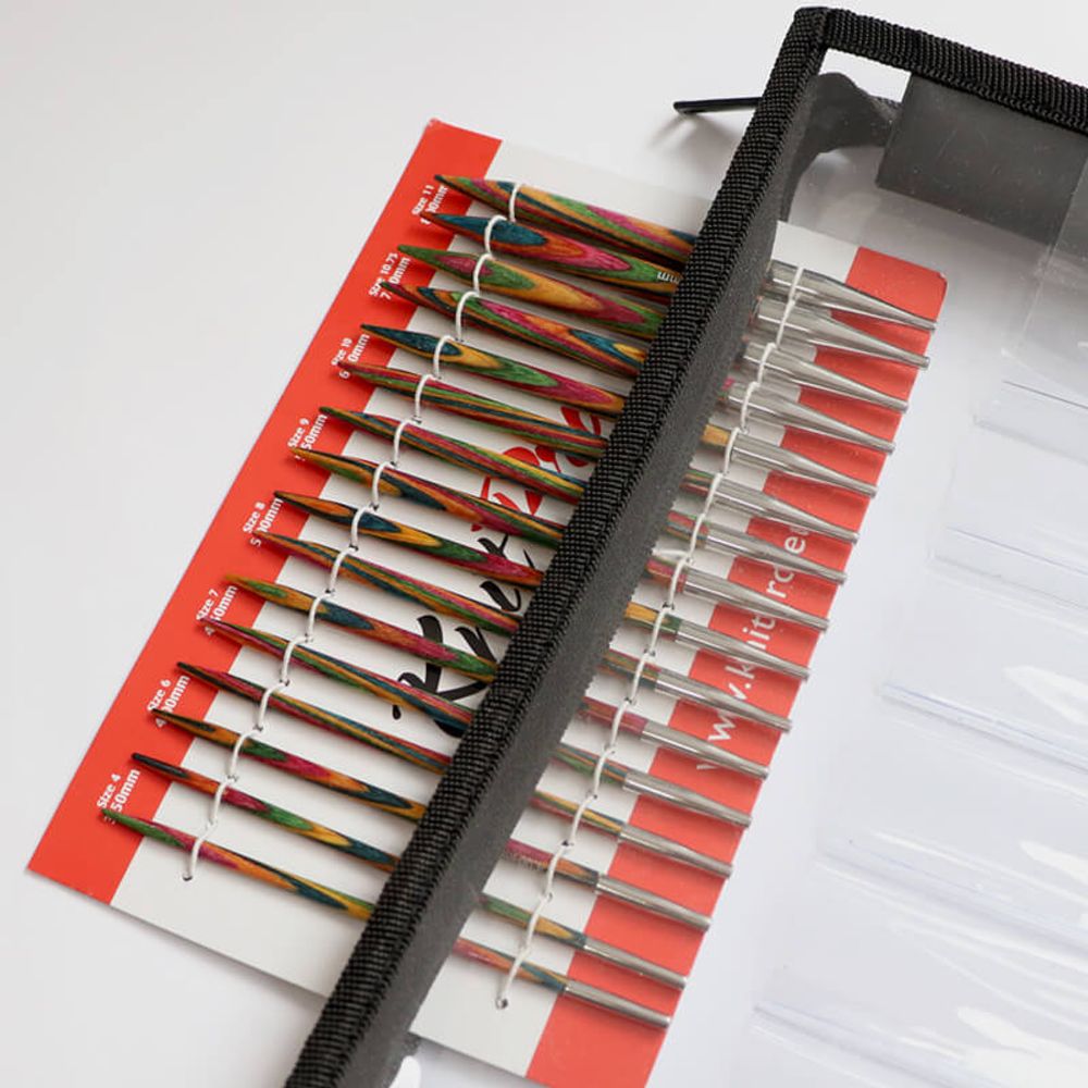 Набор съемных спиц Knit Pro Symfonie Deluxe Set 3,5-8 мм / тросик 60 см, 80 см, 100 см, 120 см, дерево, 8 видов спиц, 20613