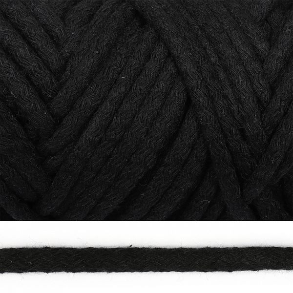 Шнур круглый х/б ⌀8.0 мм / 50 метров, с наполнителем, черный