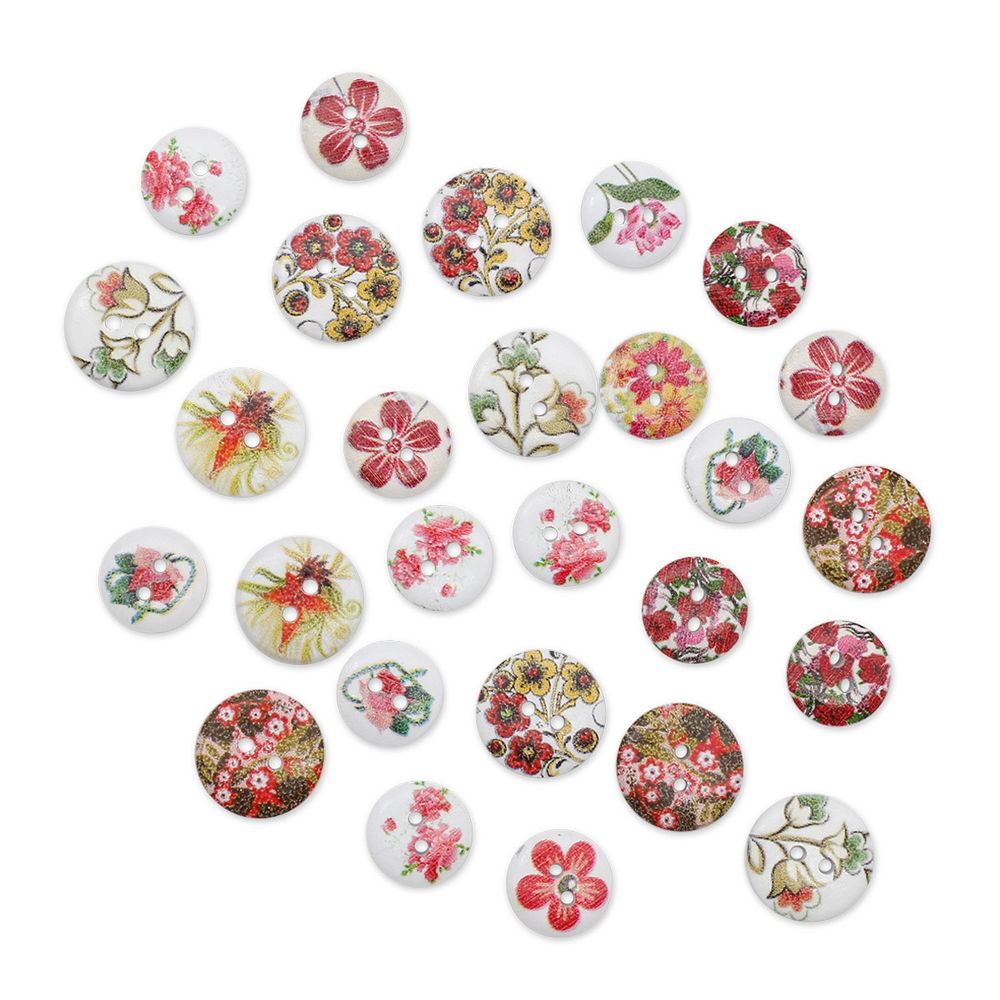 Украшения декоративные пуговицы деревянные Цветы, 15-18 мм, 100 шт