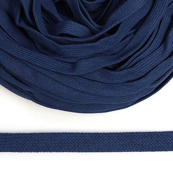 Шнур плоский плетеный х/б ⌀15.0 мм / 50 метров, классическое плетение 024 т.синий