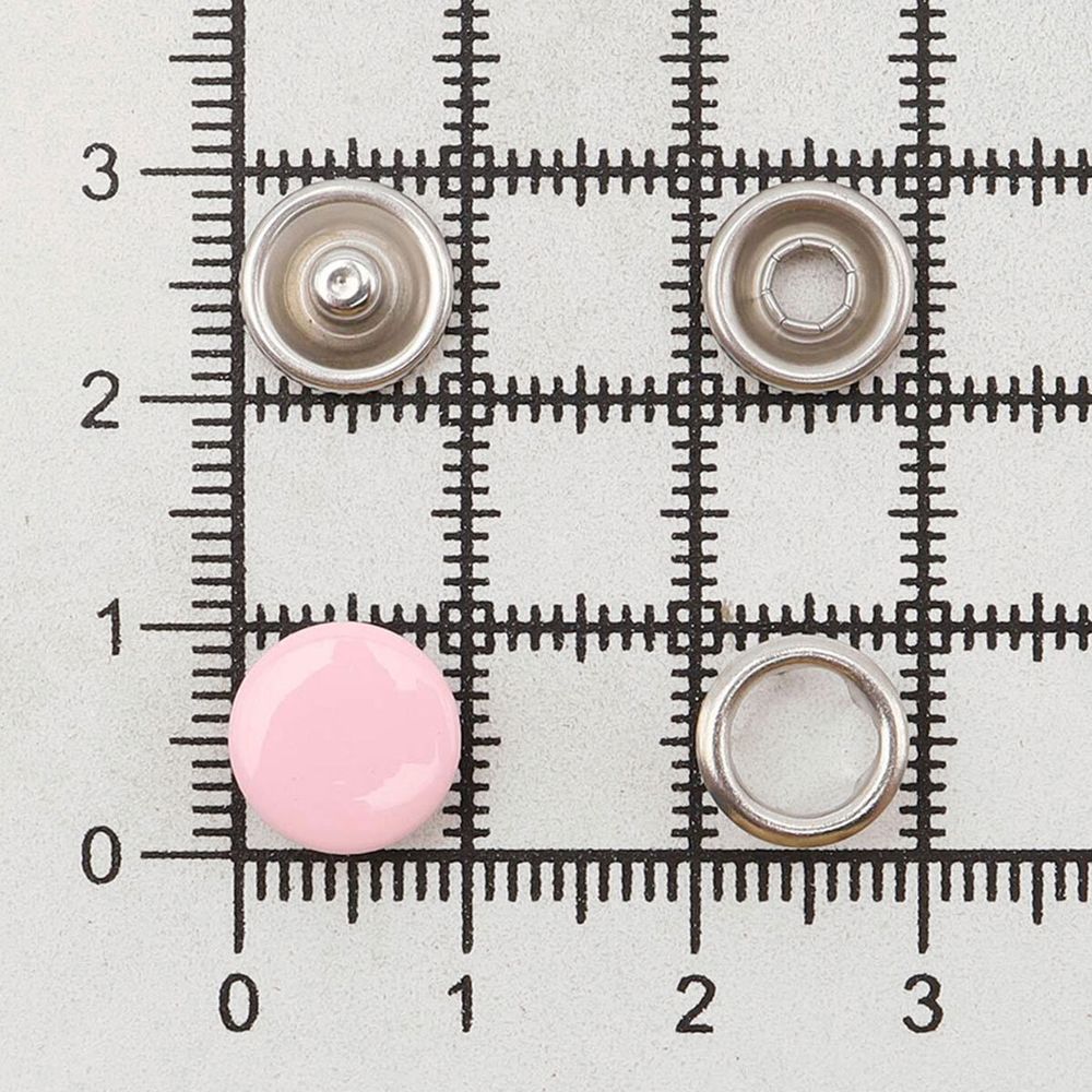 Кнопка рубашечная (джерси) закрытая ⌀9.5 мм, ≈1440 шт, МЕТАЛЛ, эмаль, 133 св.розовый матовый, NEW STAR