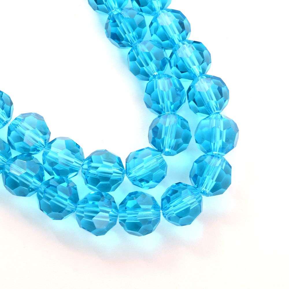 Бусины стекло 10 мм, граненые рондель на нитях, цв. 04 бирюзовый уп. 1х72 Бусины стекло