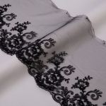 Кружево на сетке широкое 190 мм / 10 м, черный, Gamma GKMB-19001M