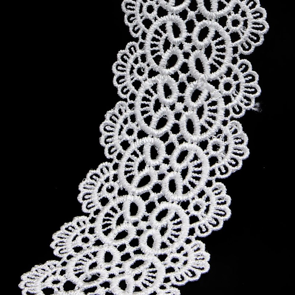 Кружево гипюр (плетёное) 65 мм / 9.14 метров, C501 белый
