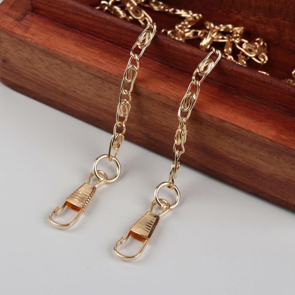 Цепочка для сумки с карабинами 120см 13х4мм золотой