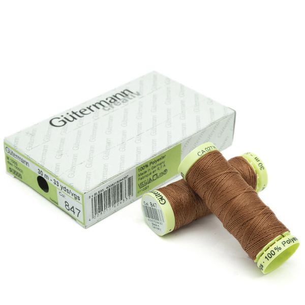 Нитки отделочные Gutermann Top Stitch, 30м, 847 медно-коричневый, 5 катушек
