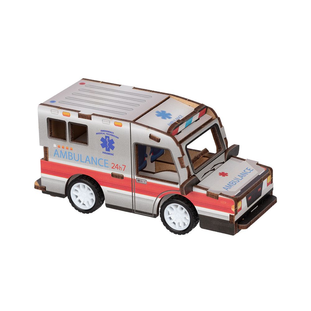 Пазл объемный 3D, 19 элементов, Серия Транспорт (мини), Скорая помощь, Rezark ROM-01