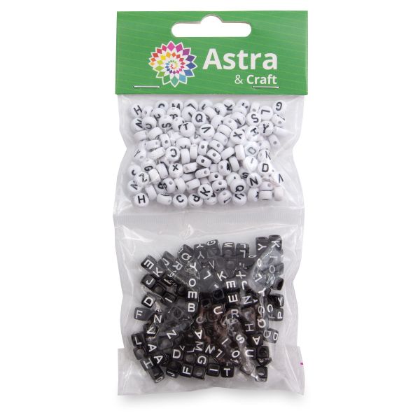 Бусины пластик набор Черно-белое ассорти, пластик, 2х20гр Astra&Craft, CN2038-6582