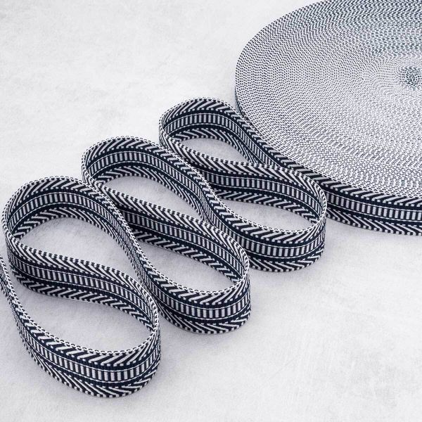 Стропа (ременная лента) 38 мм / 45.72 метра, [38.82 г/пог.м], с принтом 2-сторонняя, T021 т.синий/белый, 3Al352