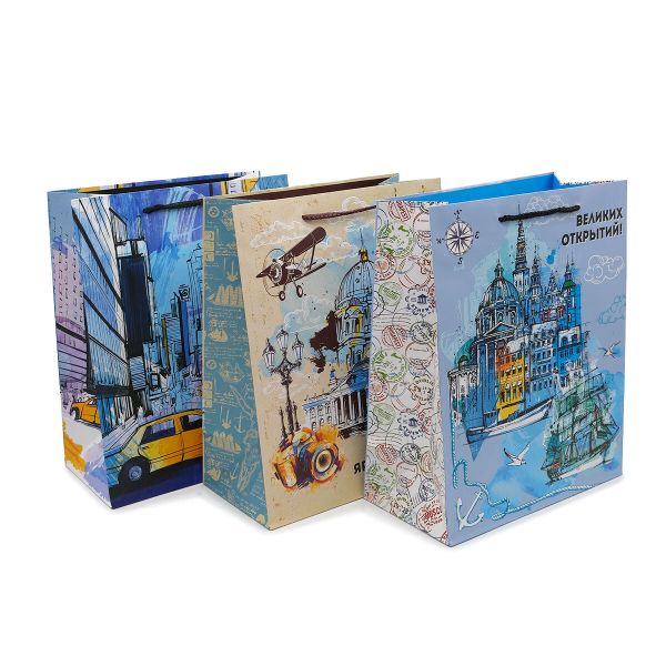 Пакет подарочный Мужской микс 26х32см, уп/12 шт, Ч44788