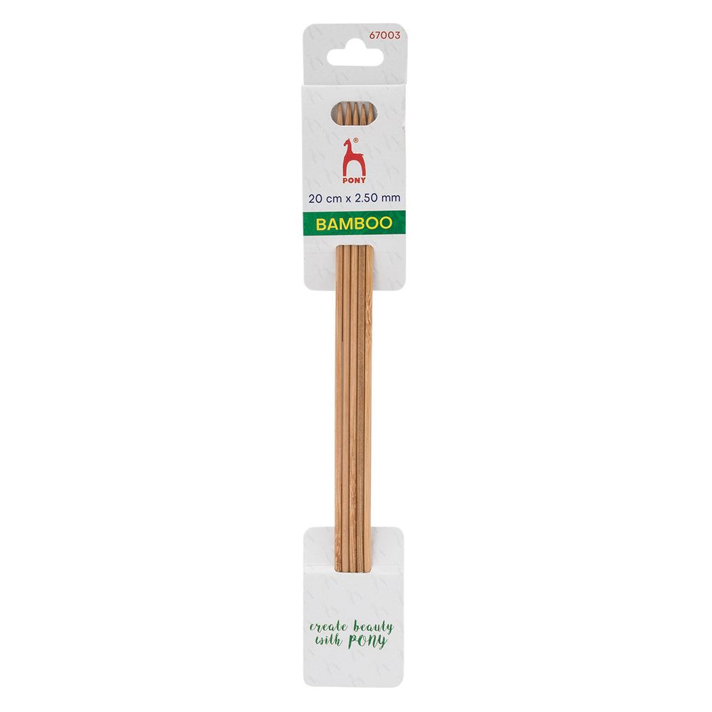 Спицы чулочные Pony Bamboo ⌀2.5 мм, 20 см, 5 шт, бамбук, 67003