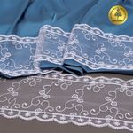 Кружево на сетке широкое 120 мм, цв.01 белый, уп.13.7м, Kruzhevo