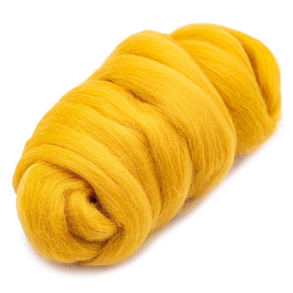 Шерсть для валяния Камтекс Лента для валяния п/тонкая 1х50 г, (25-28 мкр), 2.1 м, 104 желтый, 614644-3