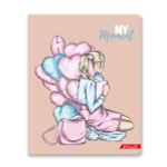 Тетрадь ученическая общая, выборочные блестки, A5+ 48 л. на скобе, белизна 100%, 10 шт, клетка, 000314 Девичьи грёзы, Светоч 48ТСК5_5_3_1