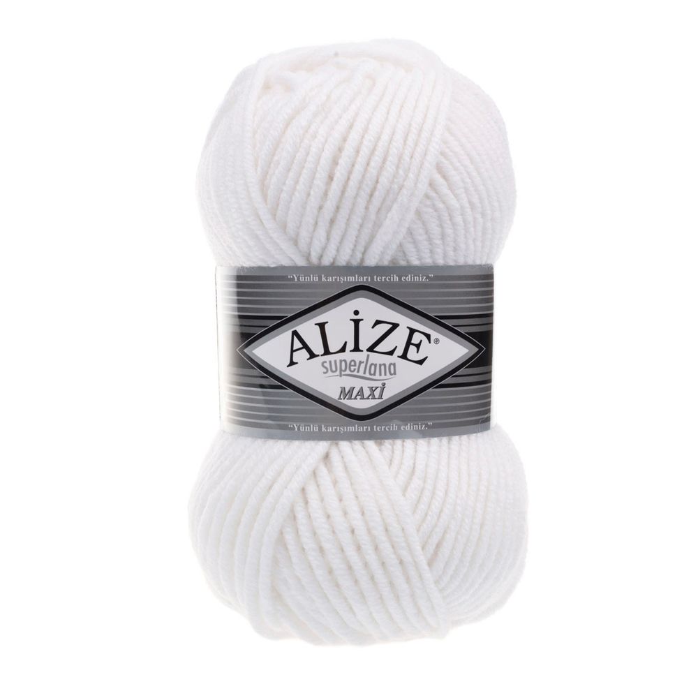 Пряжа Alize (Ализе) Superlana Maxi / уп.5 мот. по 100 г, 100м, 055 белый A