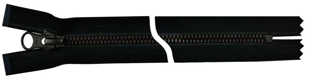 Молния трактор YKK Metalux Т5 (5 мм) 1 зам., разъем., матовая черная, 20 см, под металл, 580 black 20, уп.10 шт
