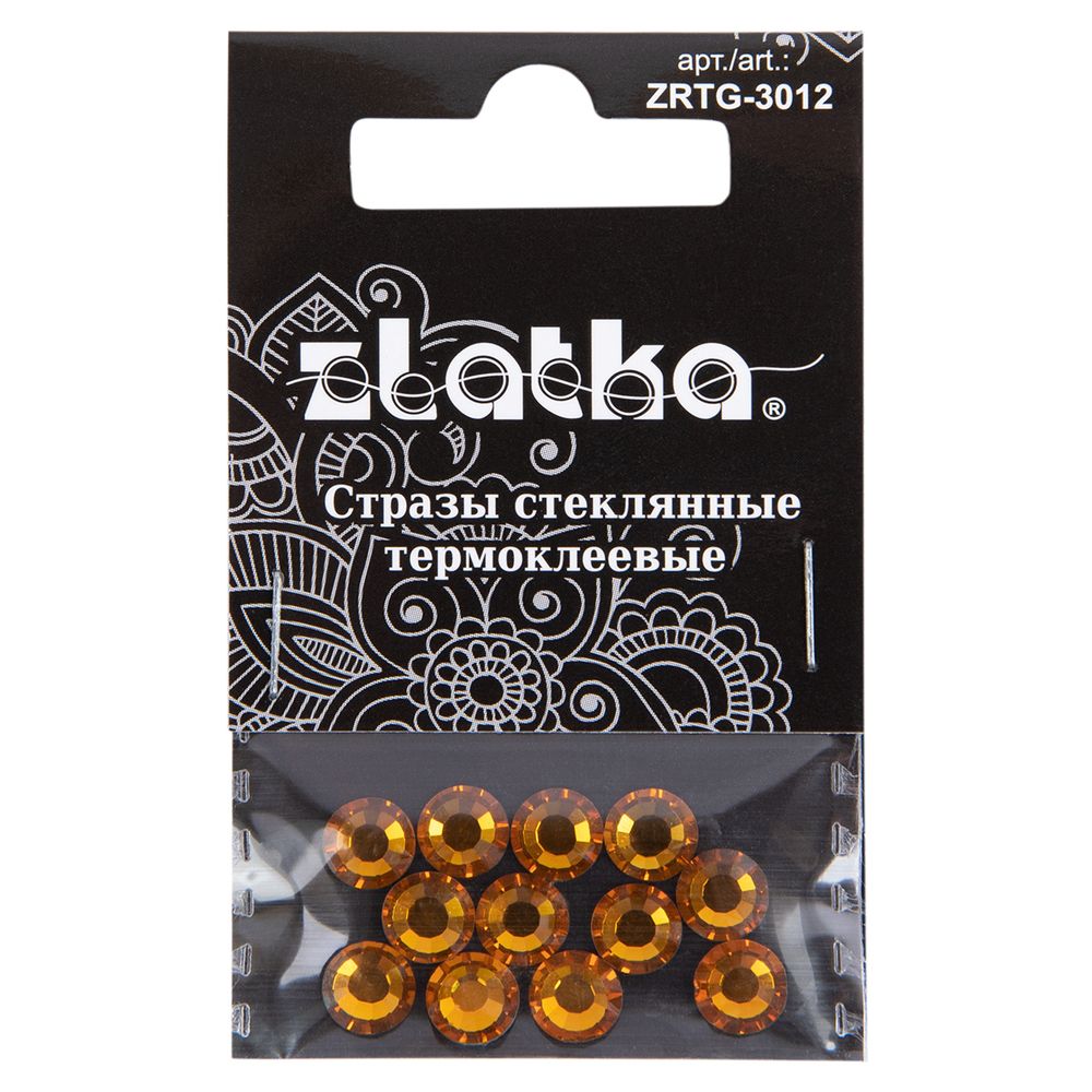 Стразы клеевые стекло 6.5 мм, 5х12 шт, SS30 №15 яр.жёлтый (Topaz), Zlatka ZRTG-3012