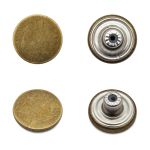 Пуговицы джинсовые ⌀17 мм, фиксированная ножка, гладкая, антик, ≈100 шт, New Star