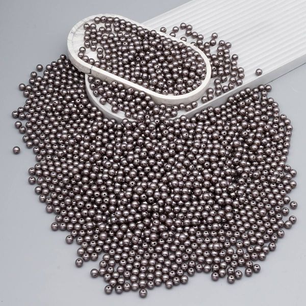 Бусины пластик под жемчуг ⌀8 мм, 500 г, цветные, круглые, A124 серый, Astra&Craft, LY-264