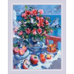 Набор для вышивания нитками Риолис, Яблоки и розы по мотивам картины К. Коровина 30х40см