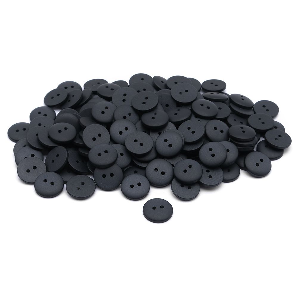 Пуговицы на 2 прокола 22L (14мм), пластик (Black (черный)), CR-K18M, 144 шт