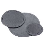 Набор заплаток пришивных из замши, круг ⌀4см, 6см и 8см, с перфорацией, 3 шт, 100% кожа (26 серый), 59401
