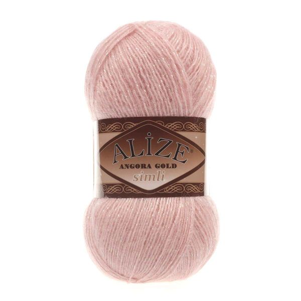 Пряжа Alize (Ализе) Angora Gold Simli / уп.5 мот. по 100 г, 500м, 161 пудра А
