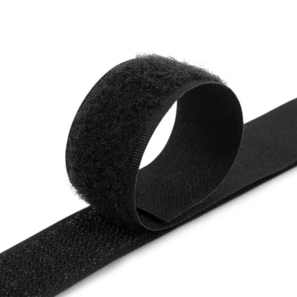 Лента контактная липучка фасовка (велкро) пришивная 20 мм / 5 шт по 25 см, черный, Gamma LG-20, ПАРА (крючок+петля), качество 
